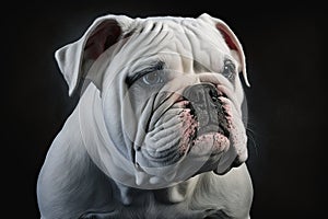 An Adorable Wrinkly-Faced White Bulldog - Digital Illustration - Generative AI