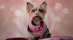 Adorable Yorkshire Terrier Wearing Pink Sweater