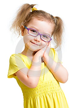 Adorbale child in glasses isolated