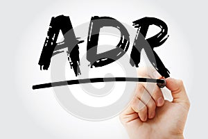 ADR - American Depositary Receipt acronym with marker, business concept background
