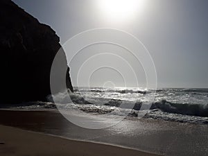 Adraga Beach, Praia da Adraga, Portugal just before sunset