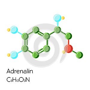 Adrenalin, Adrenaline, Epinephrine hormone structural chemical formula isolated on white background. photo