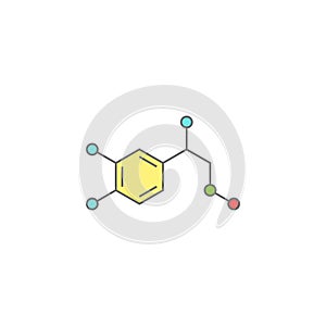 Adrenalin molecula structure. colorful line icon isolated on white background