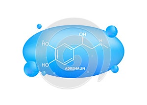 Adrenaline or adrenalin, epinephrine neurotransmitter molecule. Skeletal formula.Vector illustration