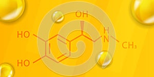 Adrenaline chemical formula. Adrenaline 3D Realistic chemical molecular structure