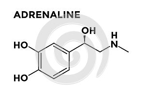 Adrenaline - epinephrine, adrenal gland hormone structural formula