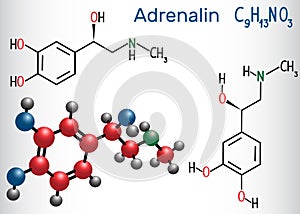 Adrenaline epinephrine molecule . It is a hormone, neurotrans