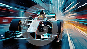 An adrenaline-filled F1 racing abstract color illustration photo
