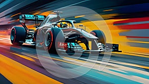 An adrenaline-filled F1 racing abstract color illustration