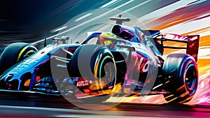 An adrenaline-filled F1 racing abstract color illustration