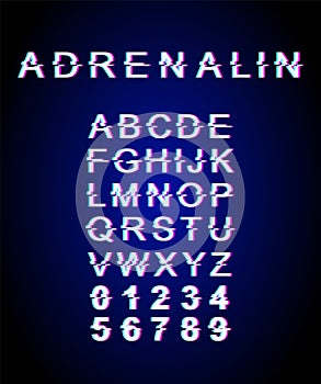 Adrenaline glitch font template photo
