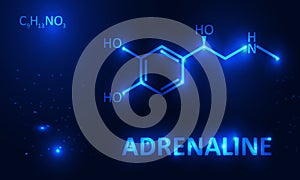 adrenaline molecule on dark blue background, vector illustration