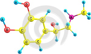 Adrenaline molecule on white background