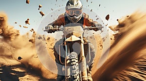 Adrenaline-Pumping Motocross Stunts Bike with Dust and Debris - Extreme Excitement