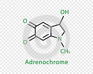 Adrenochrome chemical formula. Adrenochrome structural chemical formula isolated on transparent background.