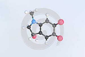 Adrenochrome molecule. Isolated molecular model. 3D rendering photo