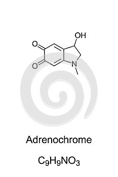 Adrenochrome molecule, skeletal formula and structure