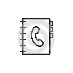 Adress book icon. Vector thin line phone contact list