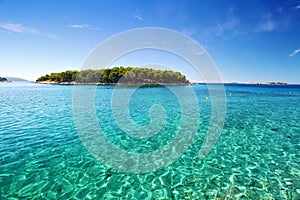 Adriatic sea clear water with island