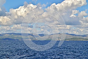 Adriatic sea in Croatia, land in the distance.