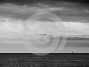 Adriatic Sea Ocean Horizon in Grado in Monochrome