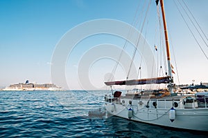 Adriatic sea and ship in Split, Croatia