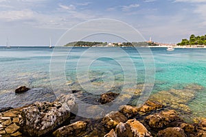 Adriatic sea view at Rovinj, popular touristic destination of Croatian coast