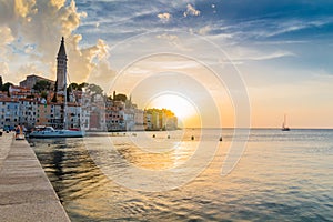 Adriatic sea view at Rovinj, popular touristic destination of Croatian coast