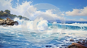 Adriatic Sea Waves: A Zohar Flax Inspired Painting Of Waimea Bay