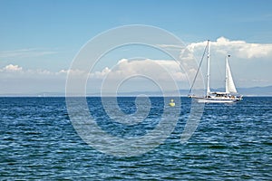 Adriatic sea and yacht in Piran, Slovenia