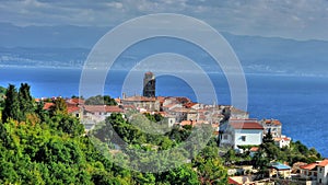 Adriatic Town of Brsec and Kvarner bay photo