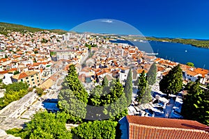 Adriatic town of Sibenik aerial view