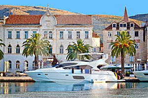 Adriatic town of Trogir seafront view