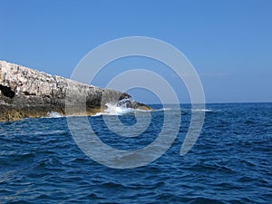 Adriatic waves hitting Cap Kamenjak in Croatia.