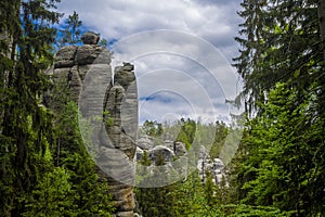 Adrspach sandstone rock formations in Czech