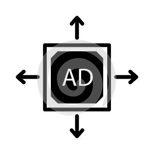 Ads glyph flat vector  icon