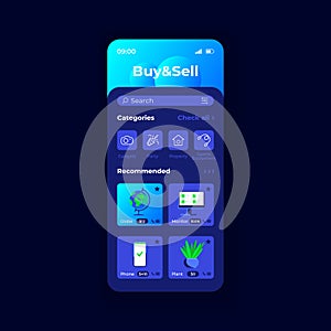 Ads and reselling app smartphone interface vector template