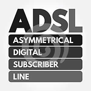 ADSL - Asymmetrical Digital Subscriber Line acronym, technology concept background