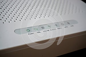 Adsl modem connection and interruptions illustration close up view