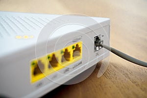 Adsl modem connection and interruptions illustration close up view