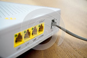 Adsl modem connection and interruptions illustration close up view