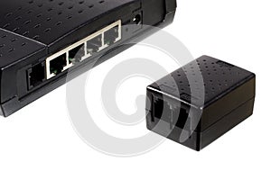 ADSL router and phone line splitter