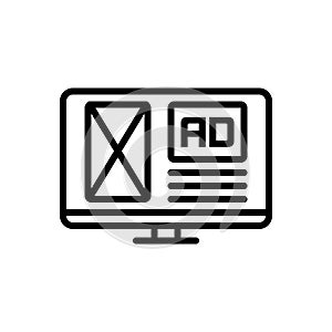 Black line icon for Adspace, mockup and space