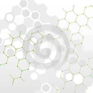 Adstract connection background with hexagonal white and grey pattern