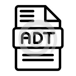 Adt file type icons. Audio extension icon outline design. Vector Illustrations