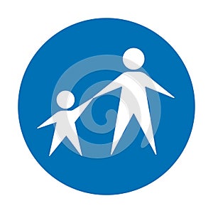 Adult and child vector icon. Baby and parent figure symbol. Human or person sign. Family toilet, restroom or wc label.