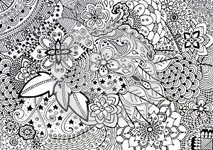 Adult coloring book hand drawn illustration