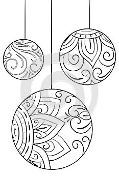 Adult coloring book,page the Christmas decoration balls for relaxing.