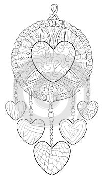 Adult coloring book,page a cute dreamcatcher image for relaxing.Zen art style illustration