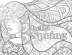 Adult coloring book,page a cute fay on the abstract background image for relaxing.